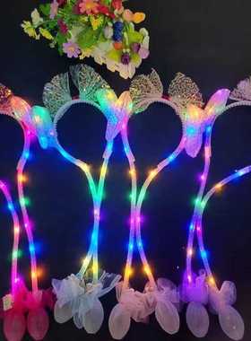 网红发光亮片兔耳朵一捏会动耳朵头箍儿童玩具礼品夜市摆摊小商品