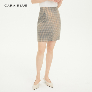 半身裙 喀啦 女装 时尚 女KB201MWS0097 cara 千鸟格减龄修身 blue