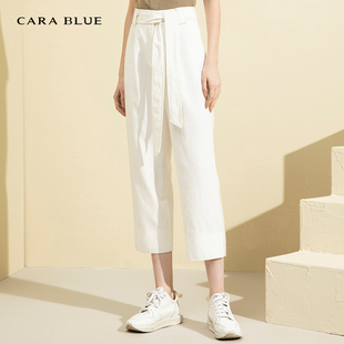 blue 时尚 喀啦 女装 高腰显瘦系带直筒休闲KB211MWP0272 女裤 cara