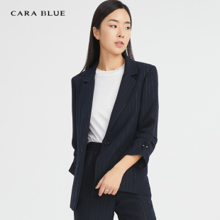 外套 cara 西装 喀啦 气质通勤条纹KB201MWJ0046 blue