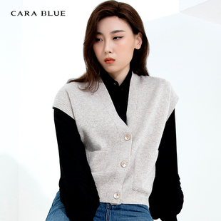 blue 针织衫 cara 喀啦 休闲减龄慵懒风日系KB223MKV0007 马甲 时尚