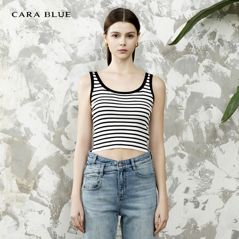 气质显瘦条纹百搭针织吊带