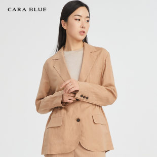 时尚 cara 女上衣 喀啦 休闲气质翻领收腰通勤KB201MWJ0114 blue