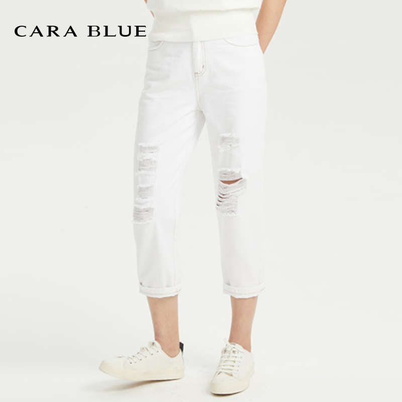 cara blue喀啦牛仔裤正品女装时尚破铜KC211MWP5001