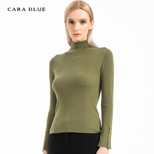 blue 简约修身 喀啦针织衫 时尚 百搭高领KB203MKR0004 女装 喀啦cara