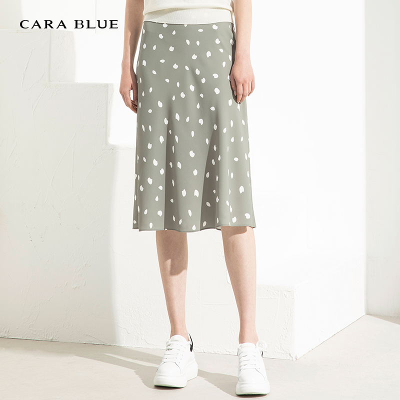 夏季高腰波点显瘦半身裙