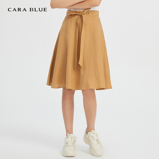 半身裙 喀啦 女装 时尚 KB201MWS0125 cara 高腰系带修身 blue