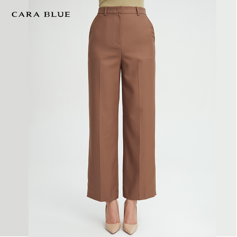 喀啦CARABLUE时尚高腰直筒女西裤