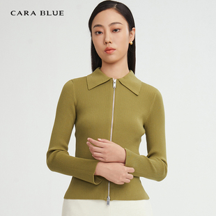cara blue 喀啦 针织衫 气质修身翻领拉链KC223MKC0004