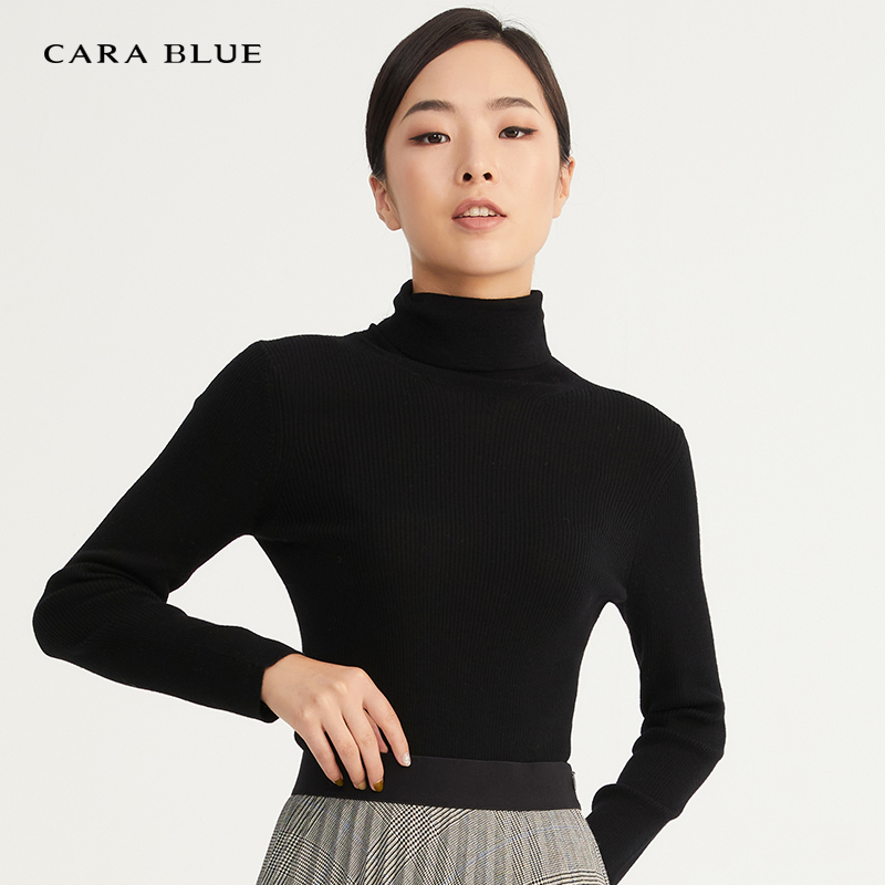 cara blue 喀啦 针织衫 修身高领简约百搭KC213MKR0104