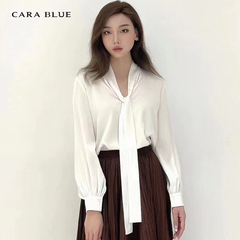 cara blue 喀啦 女衬衫 女装时尚职业通勤百搭飘带KB223MWB0008