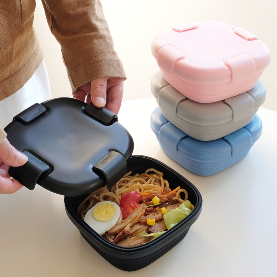 走向日常硅胶折叠饭盒可微波炉便当盒保鲜盒便携户外野餐碗