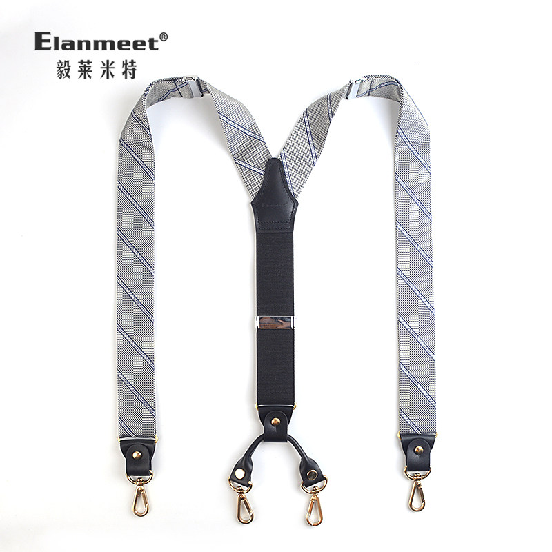 男士头层牛皮真丝铜钩背带Y型全铜挂扣勾扣肩带肥佬大肚子吊裤带