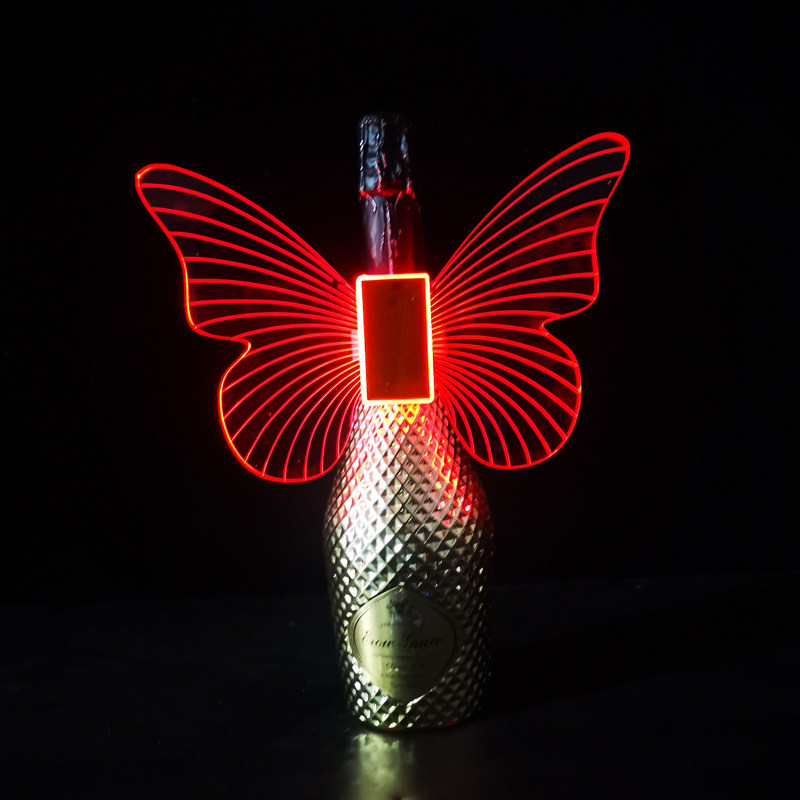 led发光蝴蝶香槟头爆闪棒香槟帽七彩酒吧KTV气氛道具发光眼镜配件