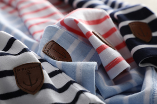 经久不衰 牛皮标经典款纯棉厚实船领条纹T恤长袖上衣外穿打底衫春