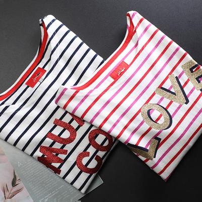 英文字母纯棉女欧美9分袖