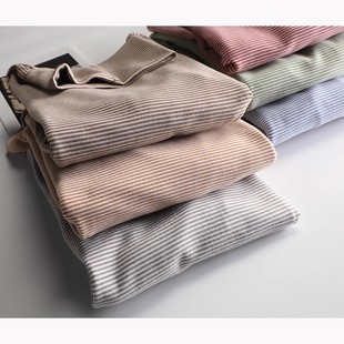 保暖内衣T恤弹力大码 260克加厚秋冬双面加绒条纹高领打底衫 女长袖