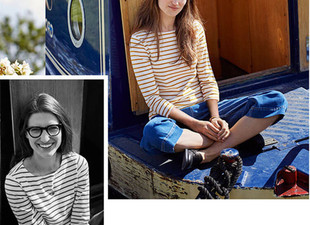 胖MM微修身 条纹T恤女有大码 显瘦 柔软厚实对条9分袖 英伦风纯棉