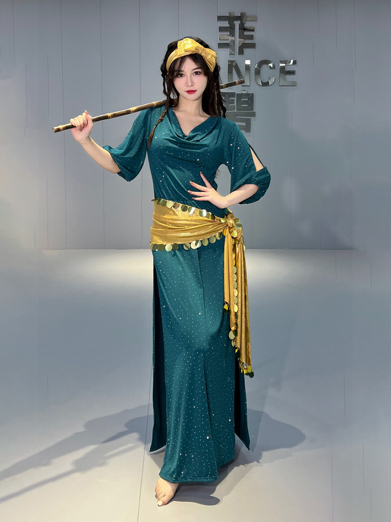 肚皮舞练功服新款民俗袍子连体长裙baladi shaabi舞蹈表演服套装