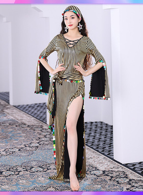 肚皮舞巴拉迪演出袍子烫金亮片长袍baladi民俗saidi藤杖舞蹈服