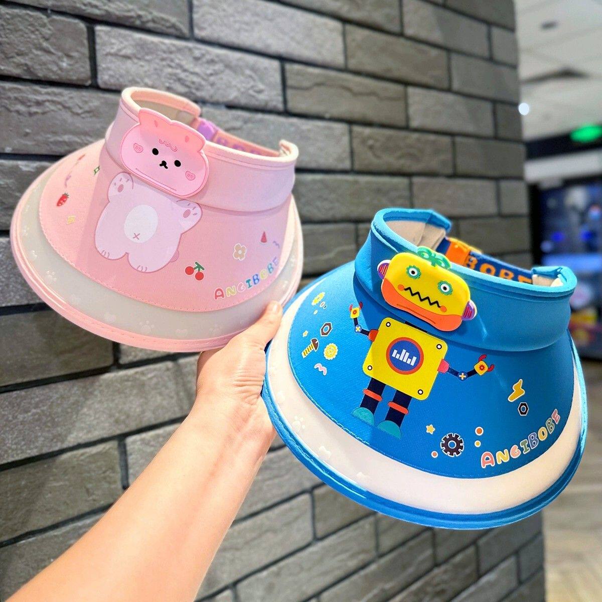 儿童卡通空顶帽夏季男女童大帽檐遮阳防晒帽子可爱太阳帽防紫外线