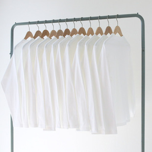 青春 T恤男女打底衫 高品质秋季 重磅厚实260克白色全棉纯棉圆领长袖