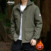 夹克2026年冬季 新款 工装 Jeep吉普男士 休闲上衣宽松大码 加绒外套男