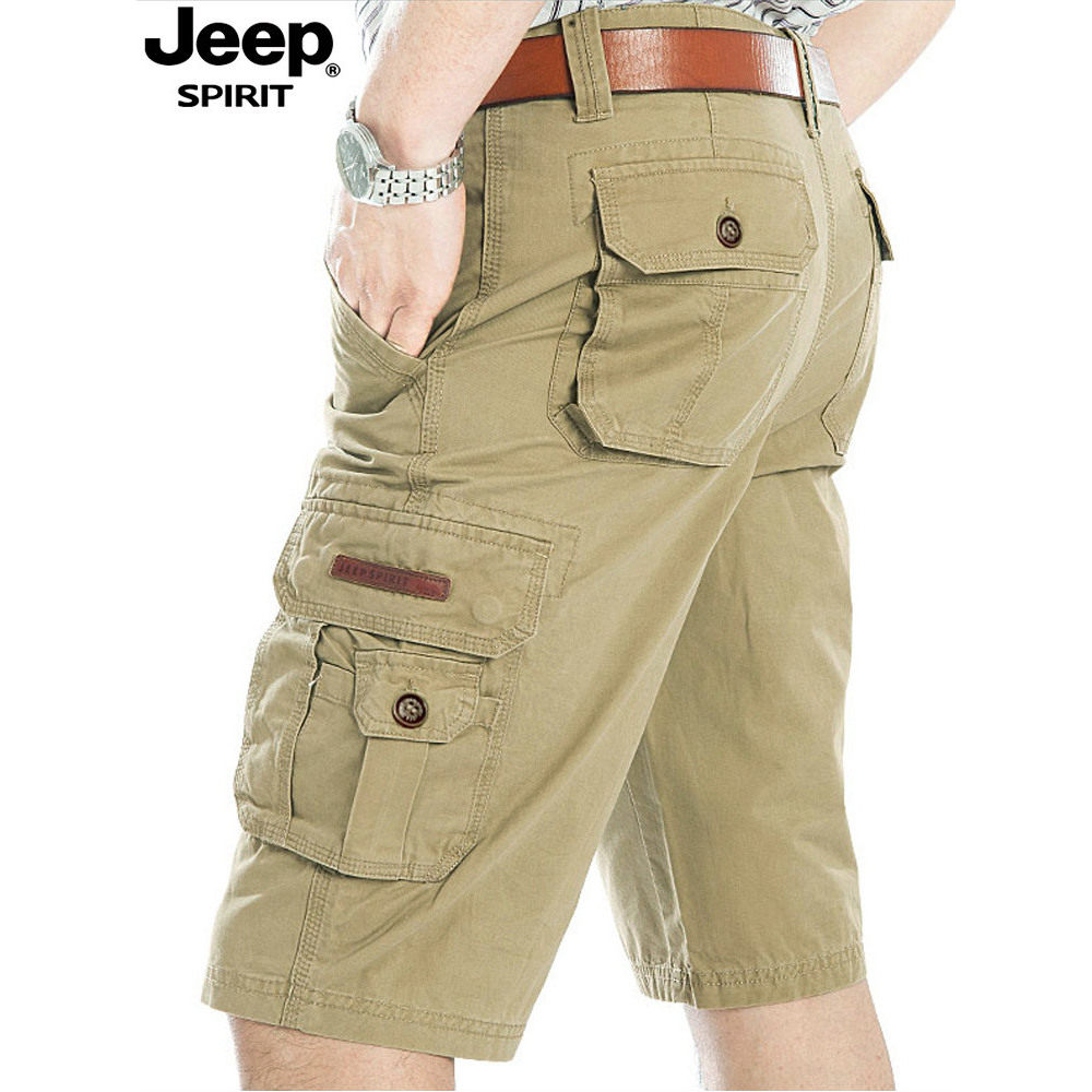 JEEP男士纯棉多口袋工装七分裤