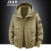 Jeep吉普男士 风休闲棉服外套 工装 连帽棉衣冬季 加绒加厚保暖美式