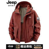 JEEP吉普户外连帽棉衣男士 棉服外套 工装 冬季 加绒加厚保暖宽松大码
