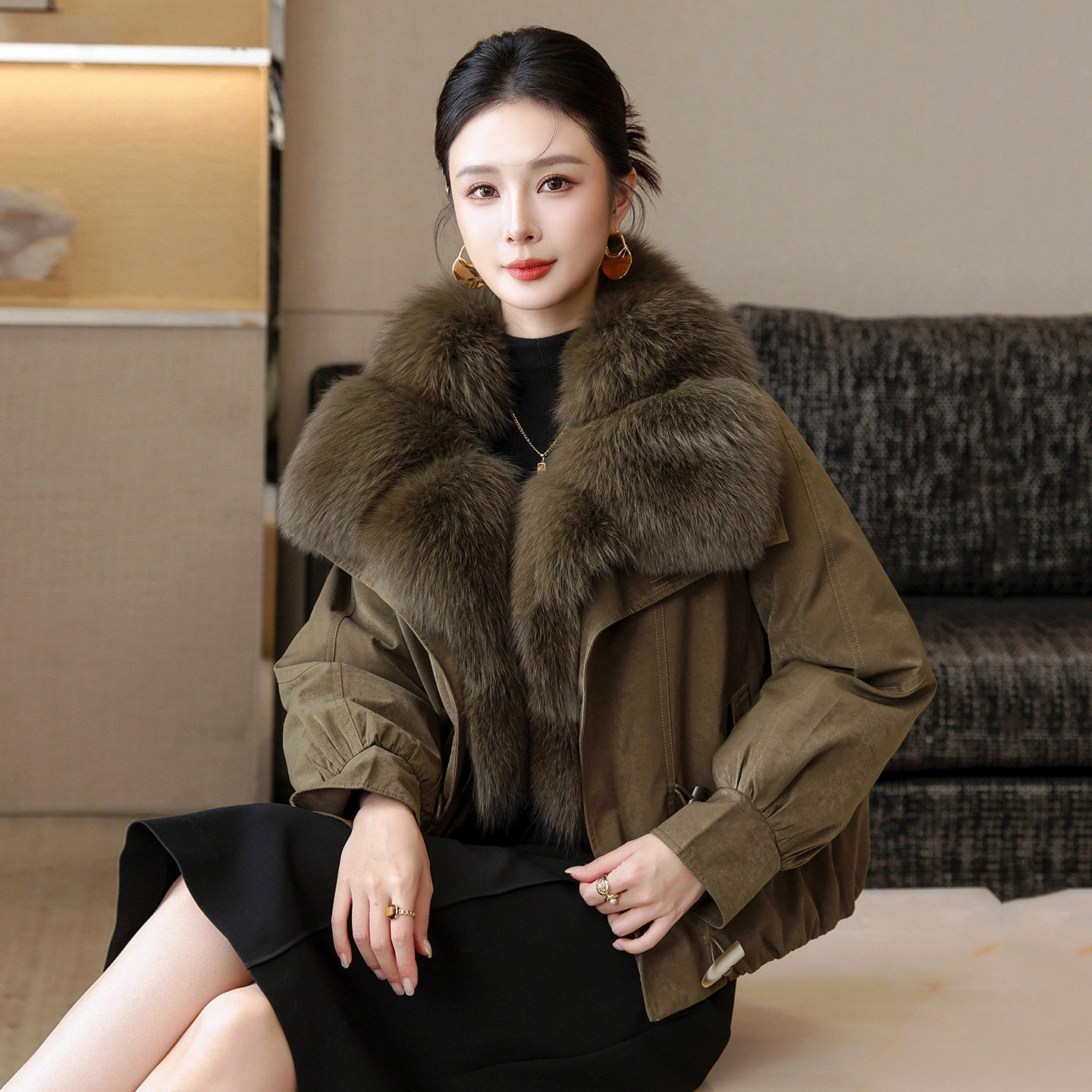 2026新款海宁皮草鹅绒服女高端奢华正品狐狸真毛领派克羽绒服外套