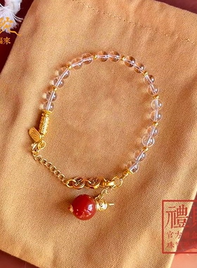 雍白水晶手串手持念珠招财转运平安健康祝福手链赵露思同款送礼物