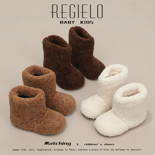 潮 女童雪地棉加绒加厚毛毛短靴宝宝二棉鞋 儿童雪地靴2025冬季 新款