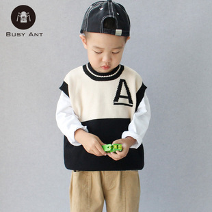 棉线韩版 男童针织马甲背心春秋2023新款 一件 宽松 清仓10元