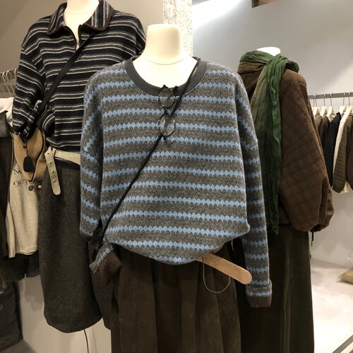 撞色条纹卫衣女2026秋季新款韩系宽松休闲圆领套头衫上衣MG06-29