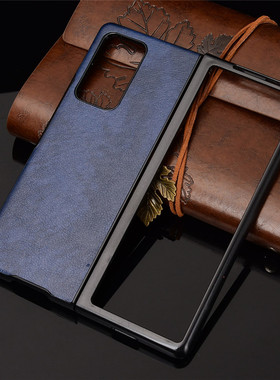 适用于三星Galaxy z fold2手机壳W21手机套f9160 保护壳 PC加真皮商务硬壳荔枝纹黑色多色可选碳纤纹防滑潮牌