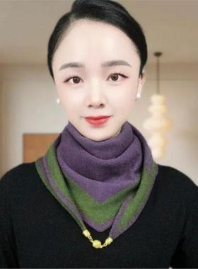 2025秋冬新款针织磁吸懒人围巾女保暖外搭高档女士三角巾披肩围脖