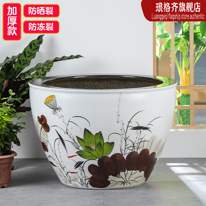 陶瓷古法养金鱼缸大花盆睡莲碗莲盆养荷花锦鲤水缸庭院种铁树花缸