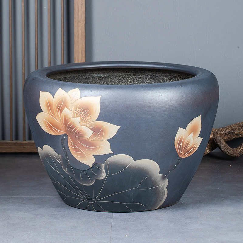 陶瓷锦鲤鱼缸客厅庭院大缸古法养鱼缸养荷花睡莲盆特大号老式水缸,宠物/宠物食品及用品,底柜/落地缸,淘宝优惠券,粉丝福利购,淘宝优惠卷