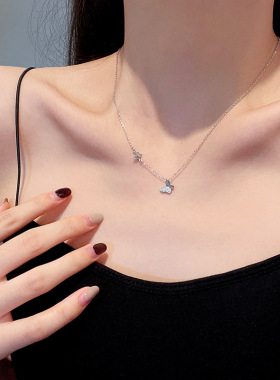 镶钻蝴蝶项链女轻奢小众欧美简约设计飞舞蝴蝶锁骨链冷淡风项饰品