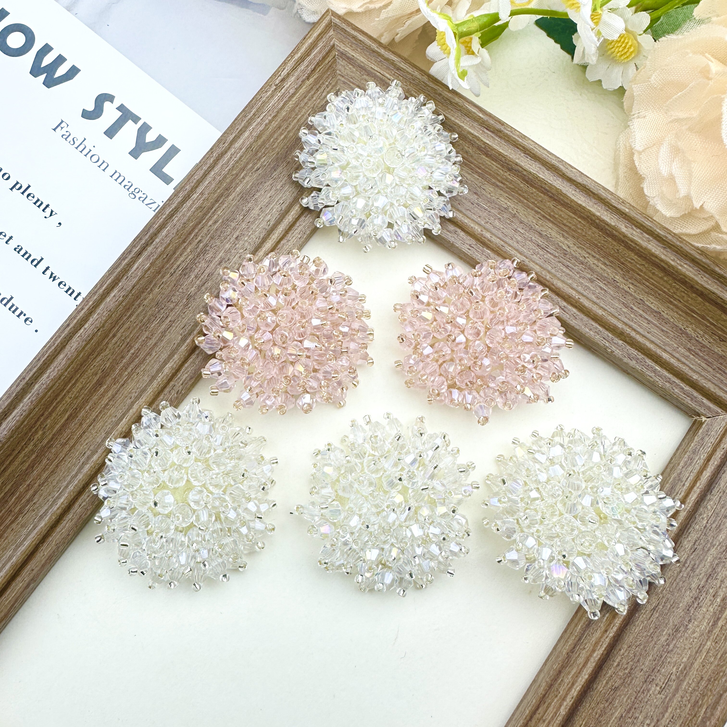 编织水晶花朵DIY饰品鞋花鞋扣服装辅料布贴胸花箱包鞋帽发饰配件