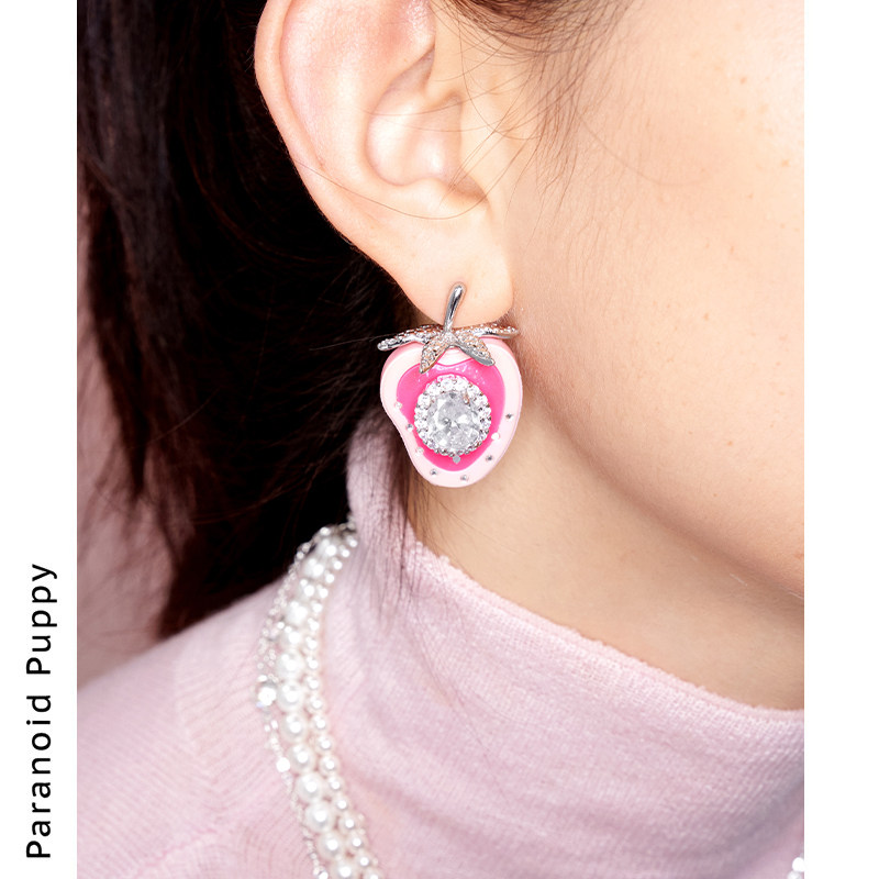 PP饰品《莓》草莓复古巴洛克925纯银耳环女小众设计感无耳洞耳夹