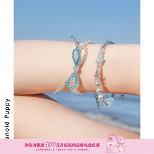 现货· 海蓝宝串珠925纯银珍珠手链女小众设计叠戴手饰 海盐