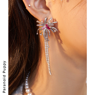 流苏耳坠 烟花925纯银流苏耳环女轻奢小众耳饰长款 PP饰品 花火