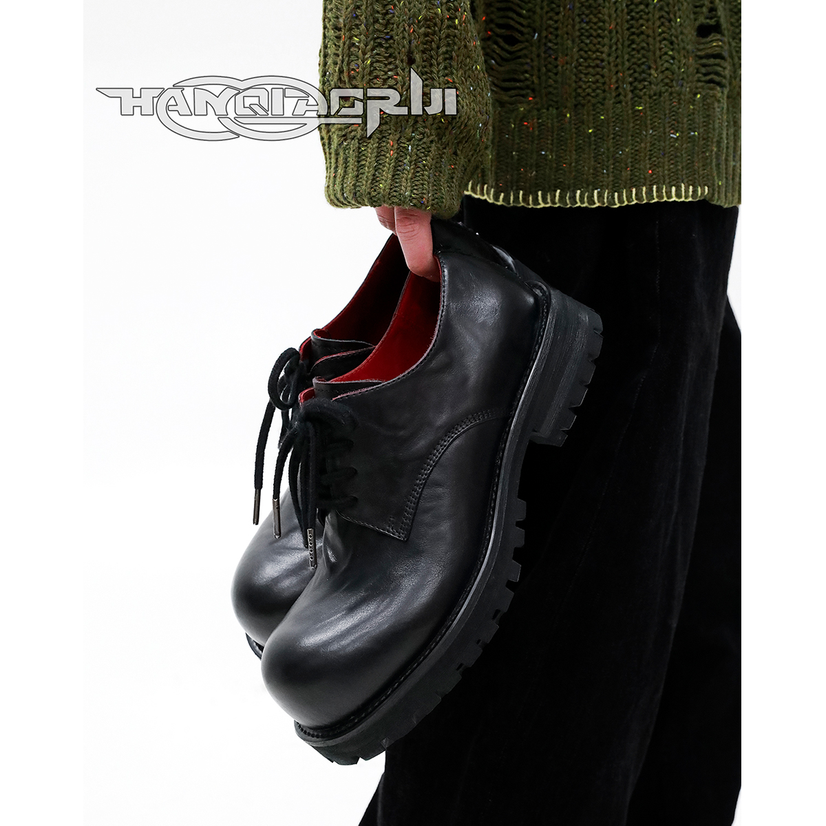 韩桥日记波尔多红水洗牛皮德比鞋