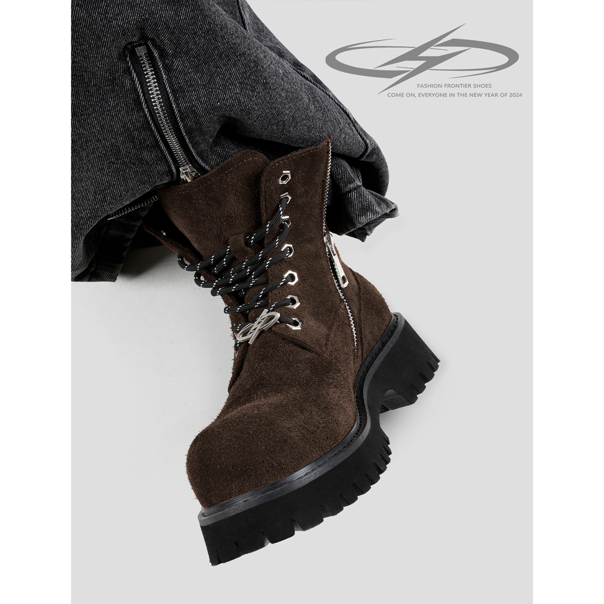 韩桥日记户外工装短靴厚底马丁靴