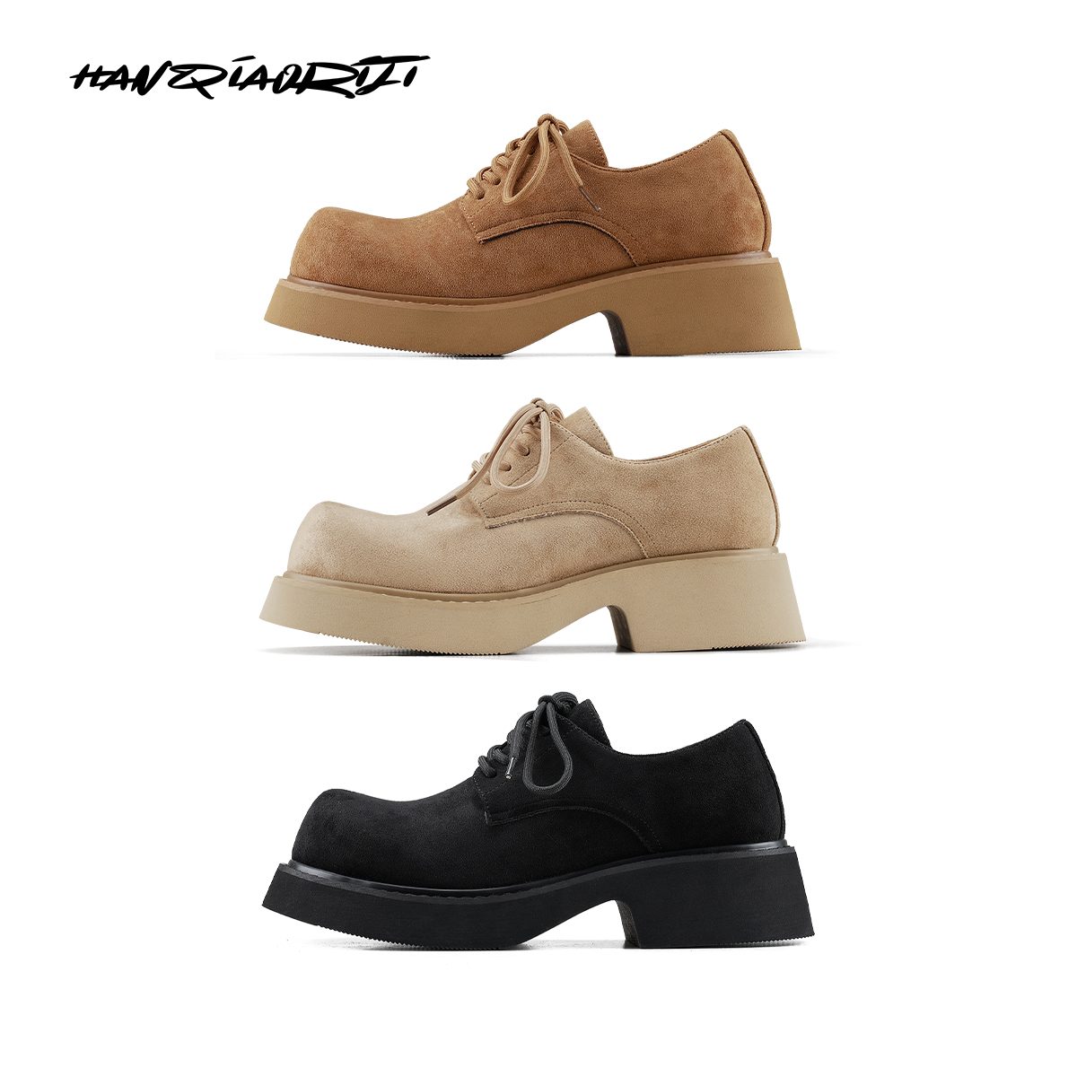 韩桥日记[破茧系列]米奇大头鞋男女款百搭厚底休闲皮鞋通勤德比鞋