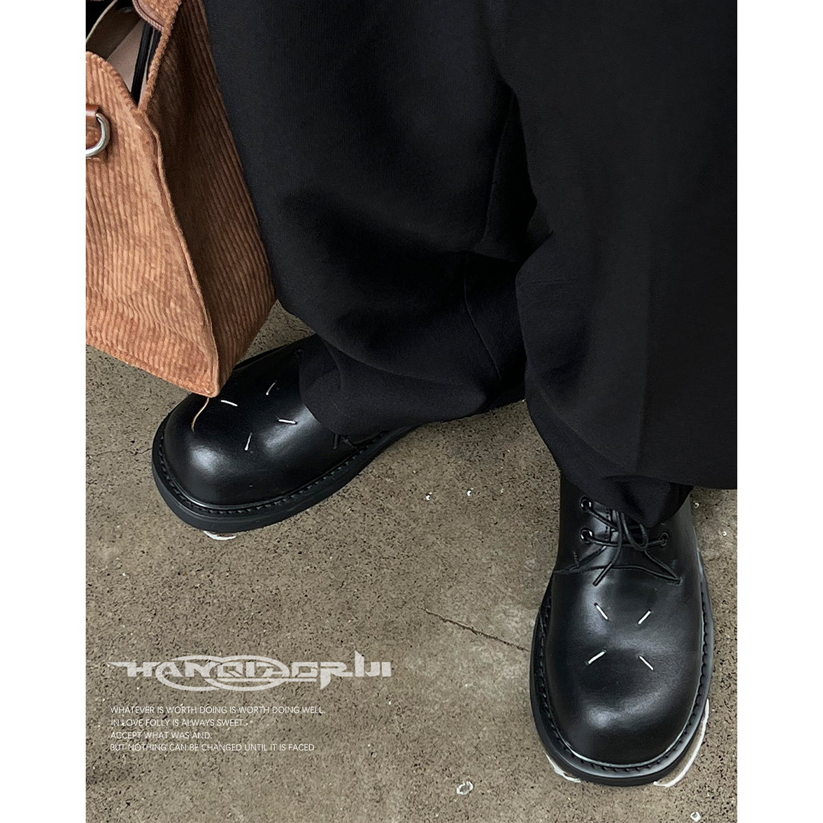 韩桥日记厚底德比鞋潮大头皮鞋