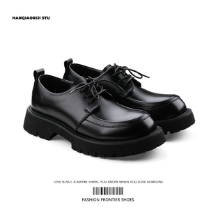 vibe风大头鞋 韩桥日记 潮男德比鞋 情侣厚底休闲皮鞋 女潮 黑血系列