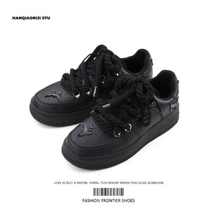 百搭黑色运动鞋 蝴蝶休闲板鞋 子厚底男女 原创小众ins个性 韩桥日记